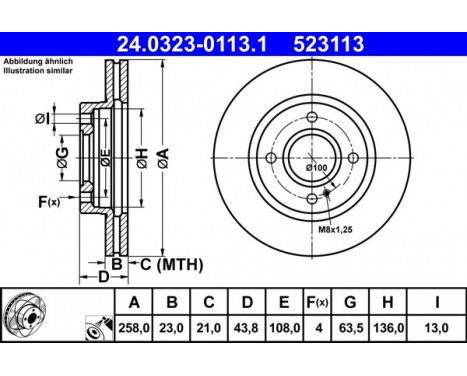 Disque de frein PowerDisc 24.0323-0113.1 ATE