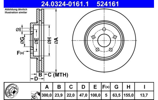 Disque de frein PowerDisc 24.0324-0161.1 ATE, Image 2
