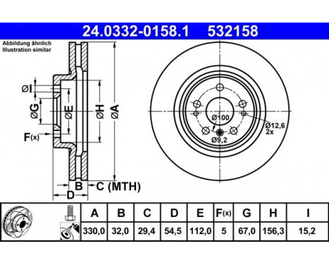 Disque de frein PowerDisc 24.0332-0158.1 ATE