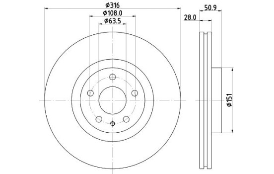 Disque de frein PRO 8DD 355 132-421 Hella