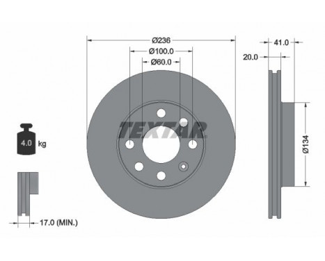 Disque de frein PRO 92029603 Textar