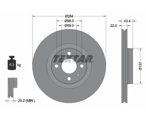 Disque de frein PRO 92053503 Textar