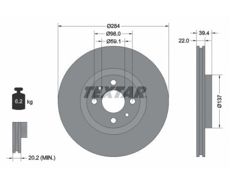 Disque de frein PRO 92055203 Textar
