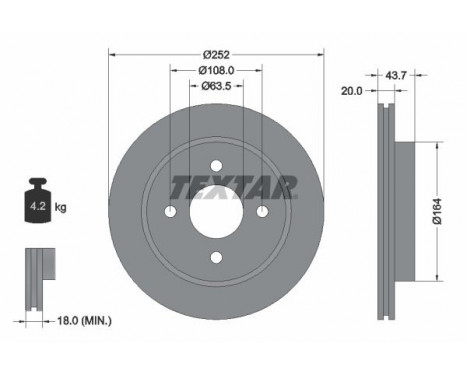 Disque de frein PRO 92063603 Textar