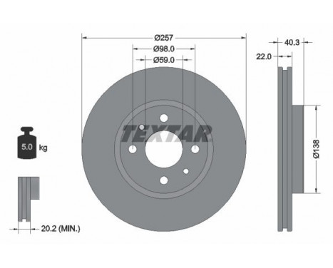 Disque de frein PRO 92069603 Textar