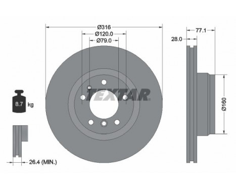 Disque de frein PRO+ 92071405 Textar