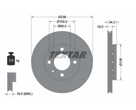Disque de frein PRO 92072003 Textar