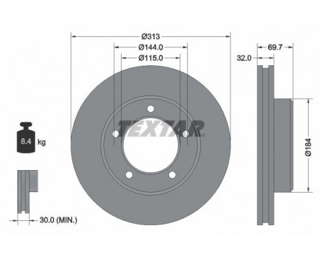 Disque de frein PRO 92108103 Textar