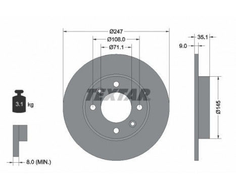 Disque de frein PRO 92111703 Textar