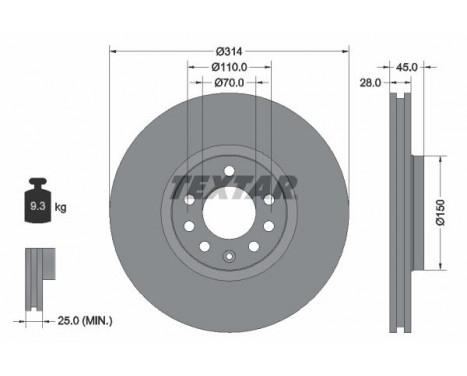 Disque de frein PRO 92118803 Textar