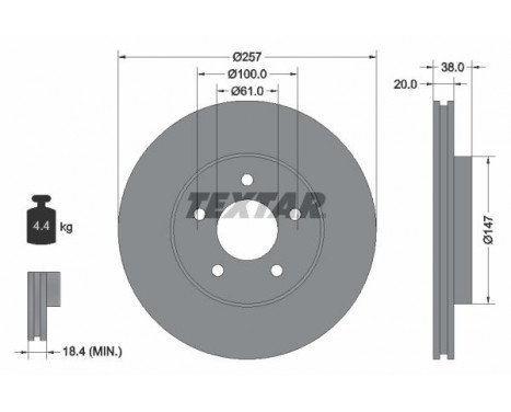 Disque de frein PRO 92152403 Textar