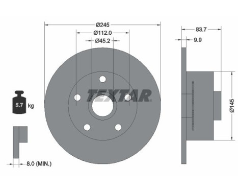 Disque de frein PRO 92154303 Textar
