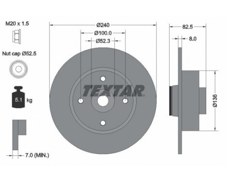 Disque de frein PRO 92154403 Textar