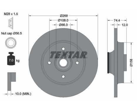 Disque de frein PRO 92168703 Textar