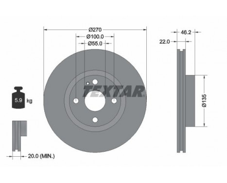 Disque de frein PRO 92175903 Textar