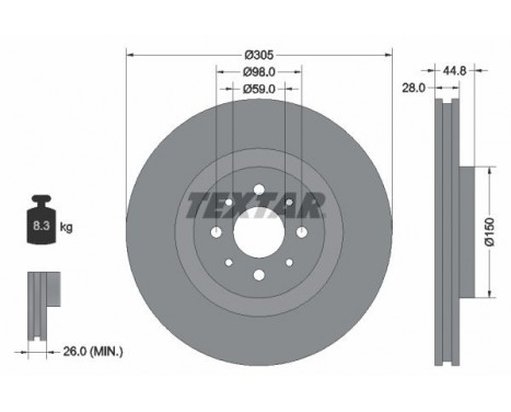 Disque de frein PRO 92228503 Textar