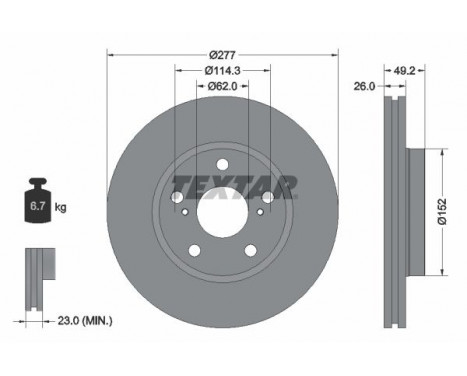 Disque de frein PRO 92257703 Textar