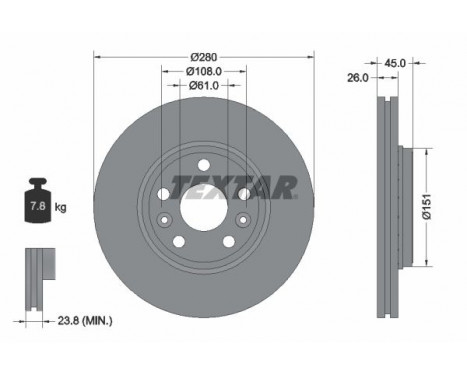 Disque de frein PRO 92257903 Textar