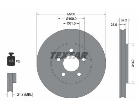 Disque de frein PRO 92271603 Textar
