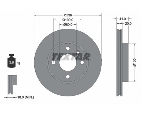 Disque de frein PRO 92278703 Textar