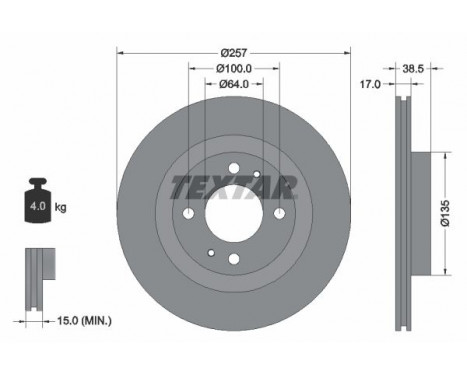 Disque de frein PRO 92282503 Textar