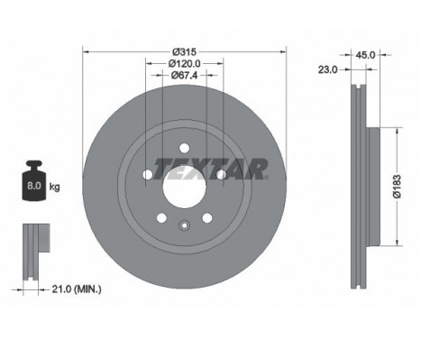Disque de frein PRO 92315803 Textar