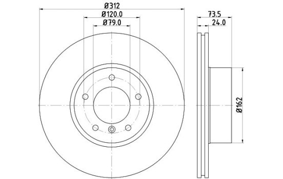Disque de frein PRO High Carbon 8DD 355 128-921 Hella