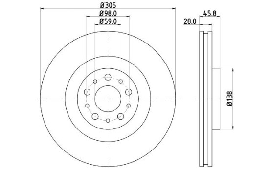 Disque de frein PRO High Carbon 8DD 355 129-351 Hella