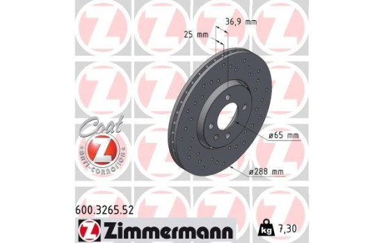 Disque de frein SPORT DISQUE DE FREIN Z 600.3265.52 Zimmermann