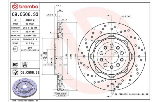 Disque de frein TWO-PIECE DISCS LINE 09.C506.33 Brembo
