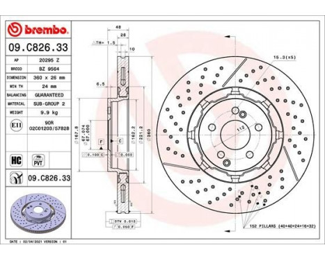 Disque de frein TWO-PIECE DISCS LINE 09.C826.33 Brembo