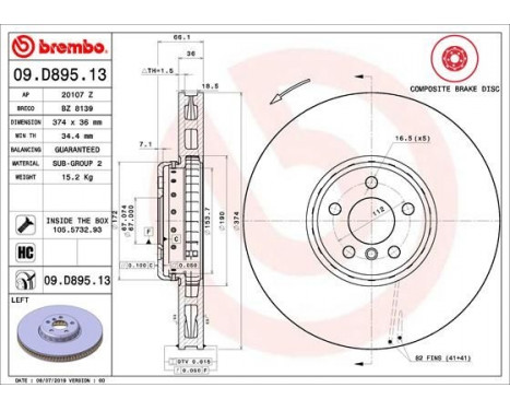 Disque de frein TWO-PIECE DISCS LINE 09.D895.13 Brembo