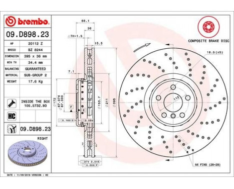 Disque de frein TWO-PIECE DISCS LINE 09.D898.23 Brembo