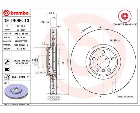 Disque de frein TWO-PIECE DISCS LINE 09.D899.13 Brembo