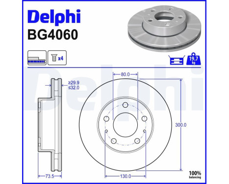 JEU DE 2 DISQUES DE FREIN BG4060 Delphi
