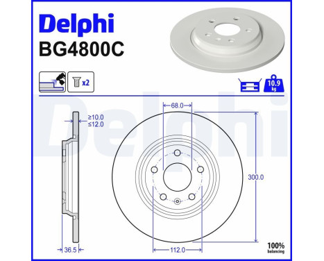 JEU DE 2 DISQUES DE FREIN PEINTS BG4800C Delphi