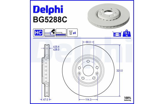 JEU DE 2 DISQUES DE FREIN PEINTS BG5288C Delphi