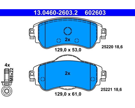 Jeu de plaquettes de frein 13.0460-2603.2 ATE