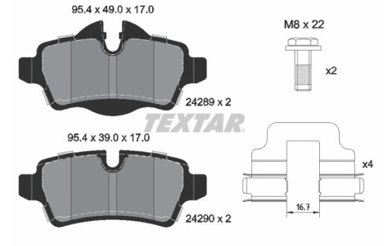 Jeu de plaquettes de frein 2428901 Textar, Image 2