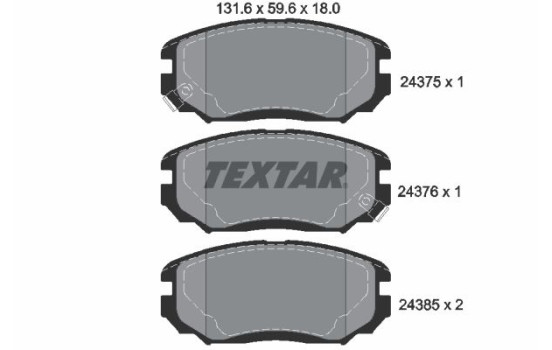 Jeu de plaquettes de frein 2437501 Textar, Image 2