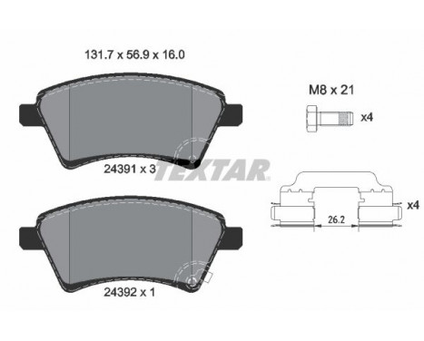 Jeu de plaquettes de frein 2439101 Textar, Image 2