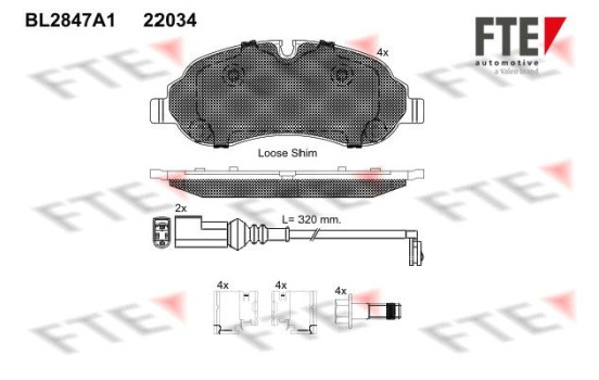 jeu de plaquettes de frein BL2847A1 FTE