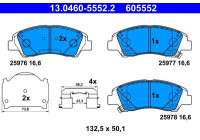 Jeu de plaquettes de frein, frein à disque 13.0460-5552.2 ATE