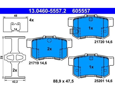 Jeu de plaquettes de frein, frein à disque 13.0460-5557.2 ATE