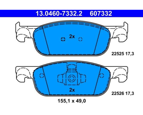 Jeu de plaquettes de frein, frein à disque 13.0460-7332.2 ATE