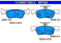 Jeu de plaquettes de frein, frein à disque 13.0460-7362.2 ATE