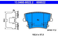 Jeu de plaquettes de frein, frein à disque 13.0460-8022.2 ATE