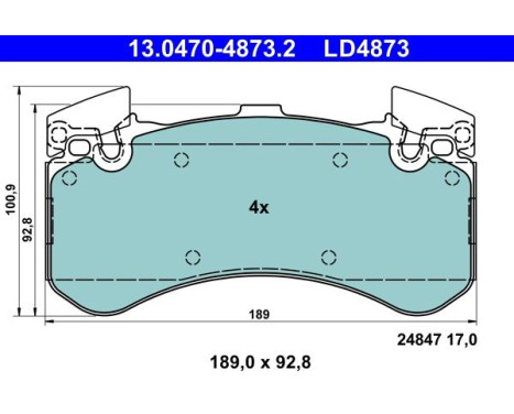 Jeu de plaquettes de frein, frein à disque 13.0470-4873.2 ATE