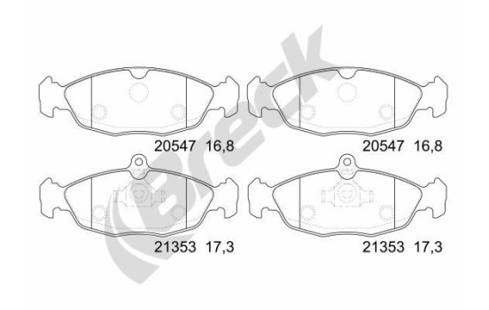 Jeu de plaquettes de frein, frein à disque 20547 00 702 00 Breck