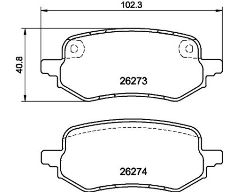 Jeu de plaquettes de frein, frein à disque 8DB 355 040-931 Hella